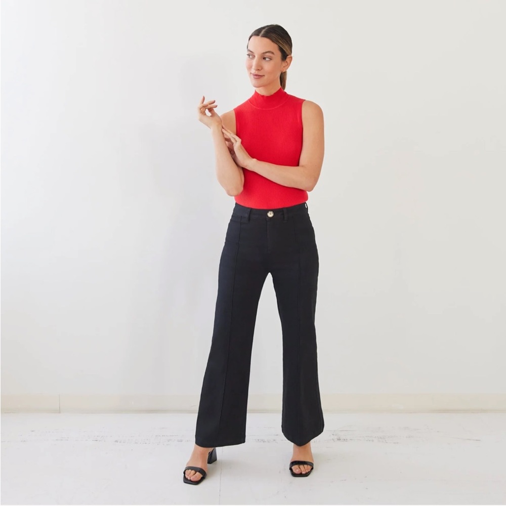 BRASS Clothing Stretch Sailor Pant Black Size 2 Long